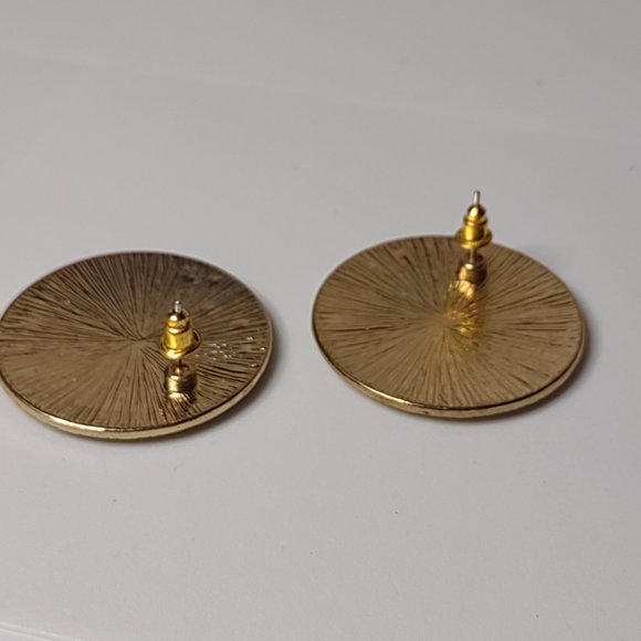 Large Round Decorative Metal Earrings - Picture 6 of 9